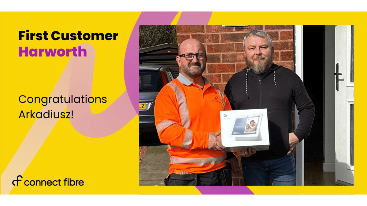 Connect Fibre's first customer in Harworth, Arkadiusz.